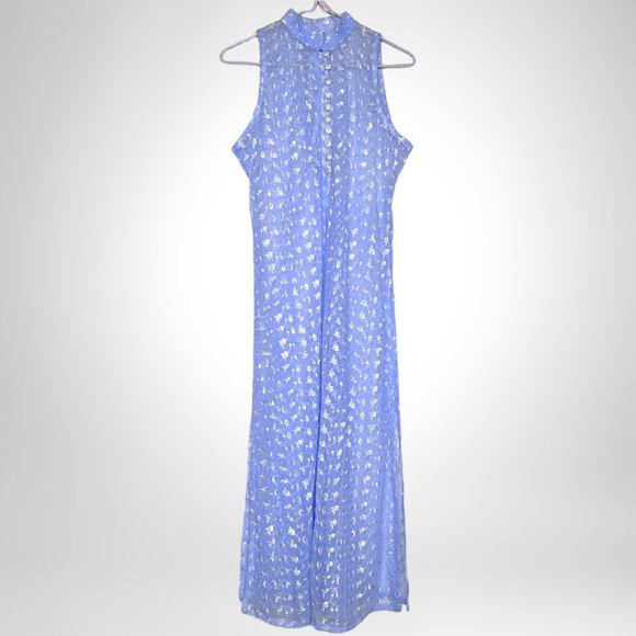 Mesh Lace Embroidered Mandarin Collar Duster/Dress - Picture 1 of 10